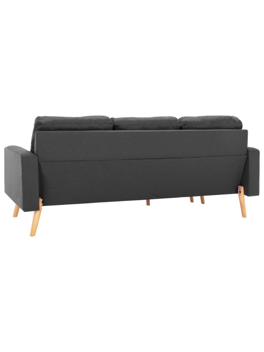 Trivietė sofa su pakoja, tamsiai pilkos spalvos, audinys