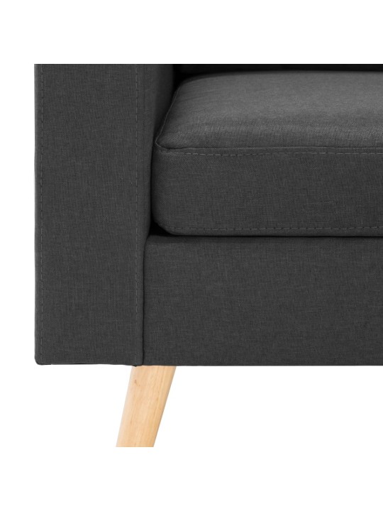 Trivietė sofa su pakoja, tamsiai pilkos spalvos, audinys