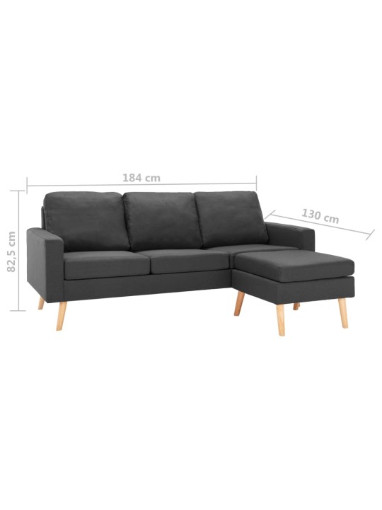 Trivietė sofa su pakoja, tamsiai pilkos spalvos, audinys