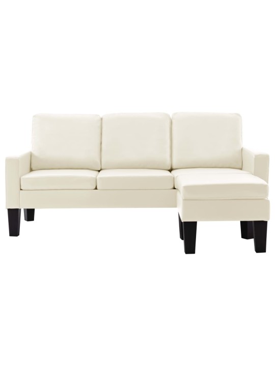 Trivietė sofa su pakoja, kreminės spalvos, dirbtinė oda