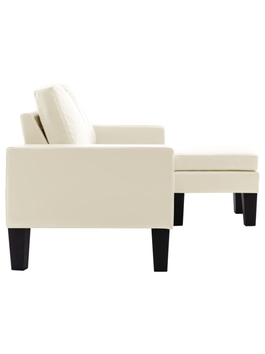 Trivietė sofa su pakoja, kreminės spalvos, dirbtinė oda