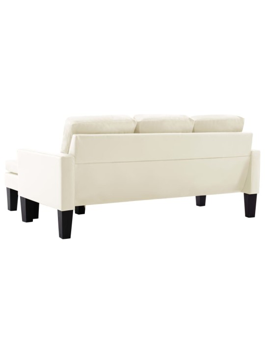 Trivietė sofa su pakoja, kreminės spalvos, dirbtinė oda