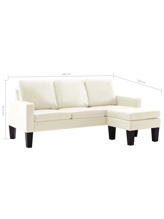 Trivietė sofa su pakoja, kreminės spalvos, dirbtinė oda