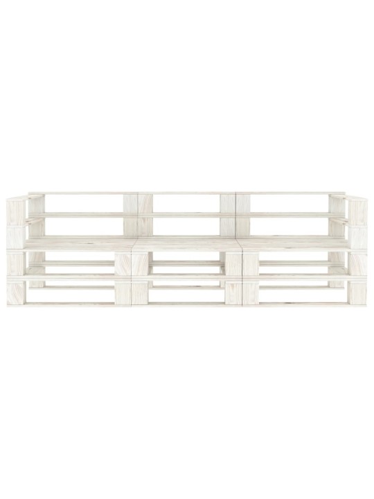 Sodo sofa iš palečių, baltos spalvos, mediena, trivietė