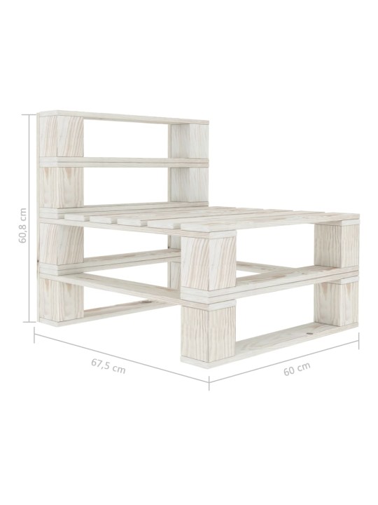 Sodo sofa iš palečių, baltos spalvos, mediena, trivietė