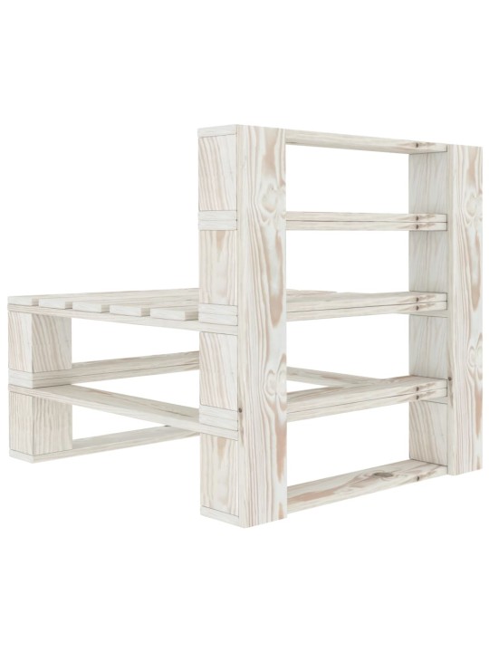 Sodo sofa iš palečių, baltos spalvos, mediena, trivietė