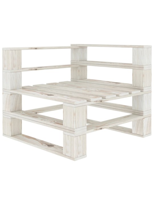 Sodo sofa iš palečių, baltos spalvos, mediena, trivietė