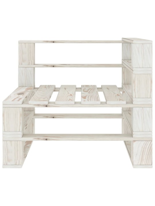 Sodo sofa iš palečių, baltos spalvos, mediena, trivietė