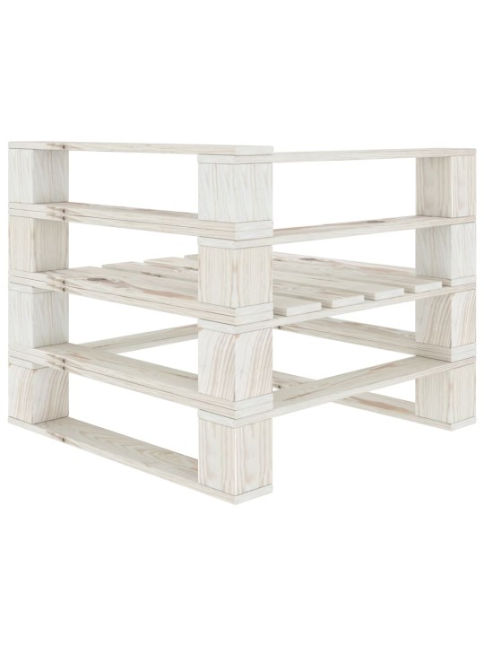 Sodo sofa iš palečių, baltos spalvos, mediena, trivietė