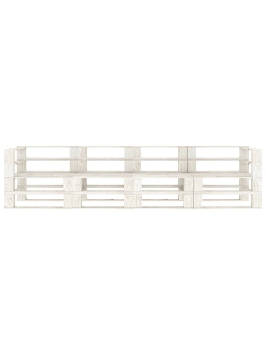 Keturvietė sodo sofa iš palečių, baltos spalvos, mediena