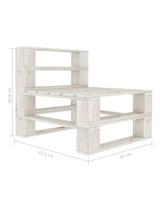 Keturvietė sodo sofa iš palečių, baltos spalvos, mediena