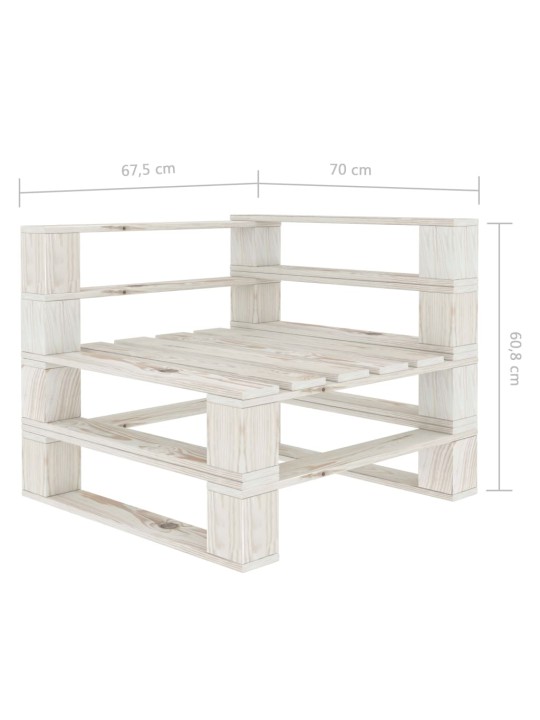 Keturvietė sodo sofa iš palečių, baltos spalvos, mediena