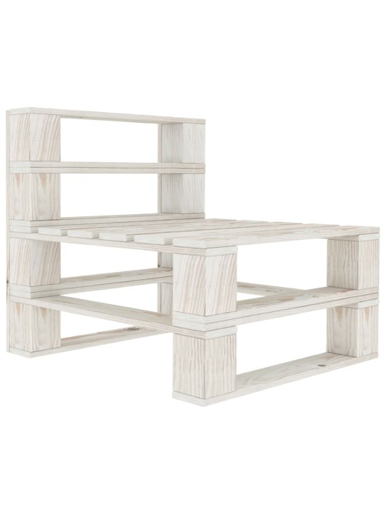 Keturvietė sodo sofa iš palečių, baltos spalvos, mediena