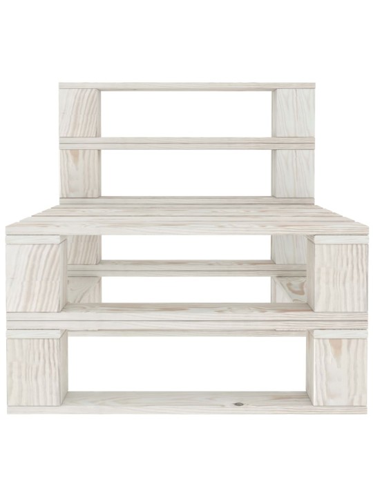 Keturvietė sodo sofa iš palečių, baltos spalvos, mediena