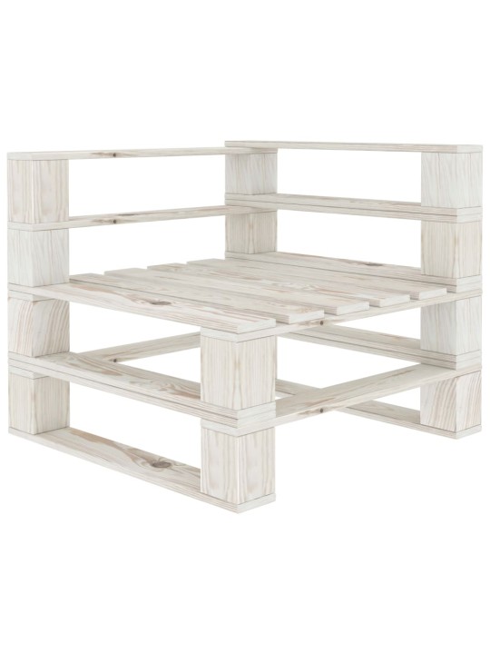 Keturvietė sodo sofa iš palečių, baltos spalvos, mediena