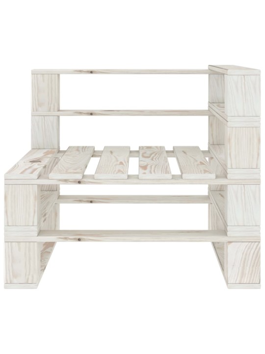 Keturvietė sodo sofa iš palečių, baltos spalvos, mediena