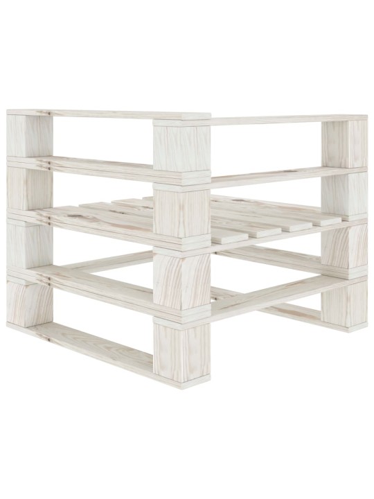 Keturvietė sodo sofa iš palečių, baltos spalvos, mediena