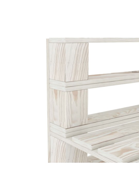 Keturvietė sodo sofa iš palečių, baltos spalvos, mediena