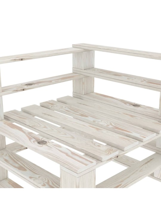 Keturvietė sodo sofa iš palečių, baltos spalvos, mediena