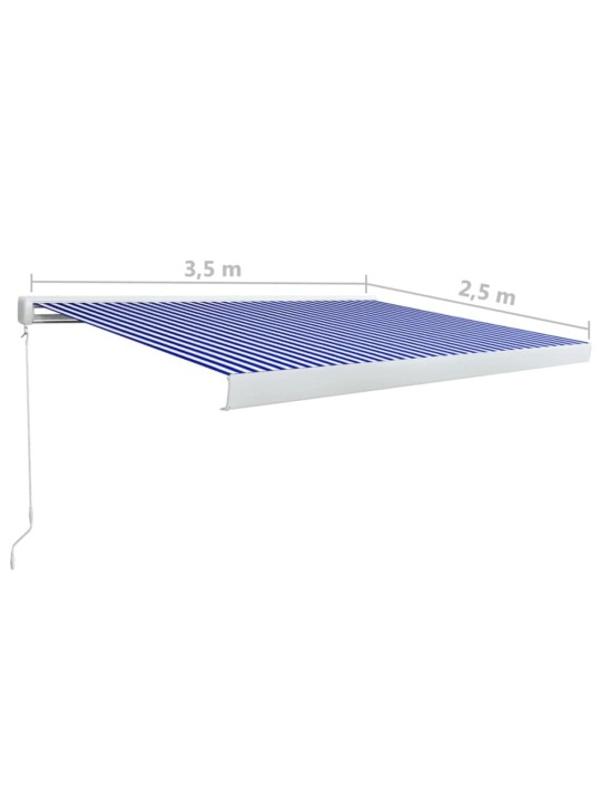 Rankiniu būdu ištraukiama markizė, mėlyna ir balta, 350x250cm