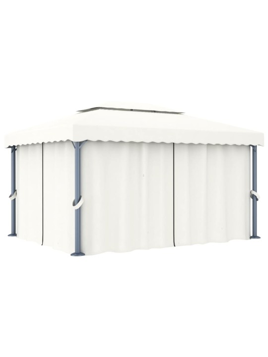 Pavėsinė su užuolaidomis, baltos spalvos, 4x3m