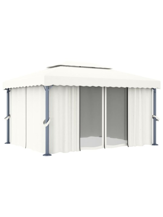 Pavėsinė su užuolaidomis, baltos spalvos, 4x3m
