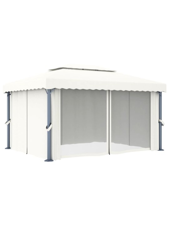 Pavėsinė su užuolaidomis, baltos spalvos, 4x3m