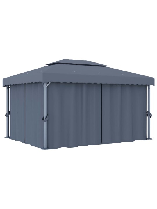 Pavėsinė su užuolaidomis, antracito spalvos, 4x3m