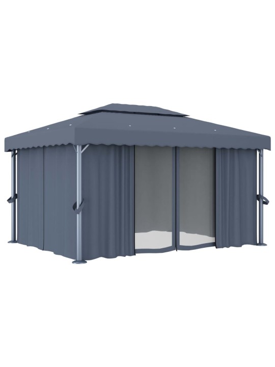 Pavėsinė su užuolaidomis, antracito spalvos, 4x3m