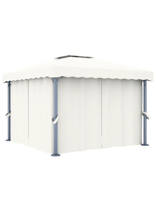 Pavėsinė su užuolaidomis, kreminė balta, 3x3m