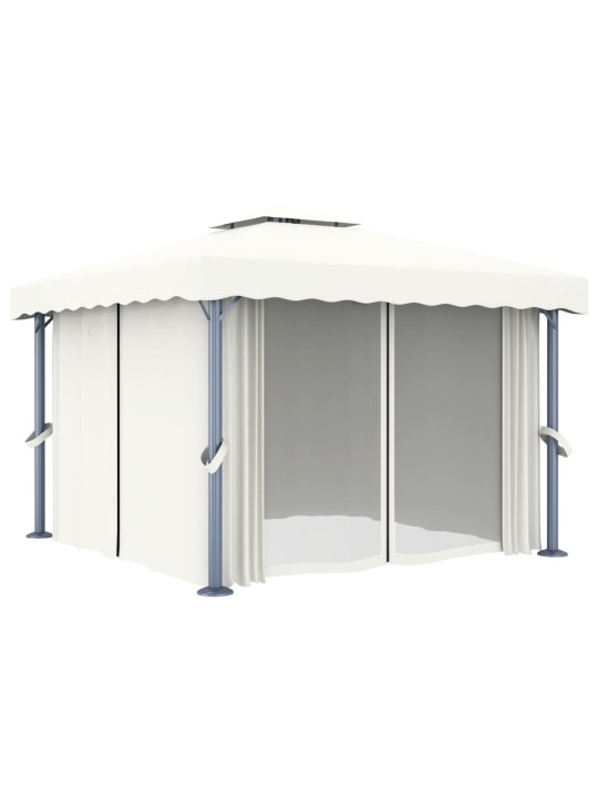 Pavėsinė su užuolaidomis, kreminė balta, 3x3m