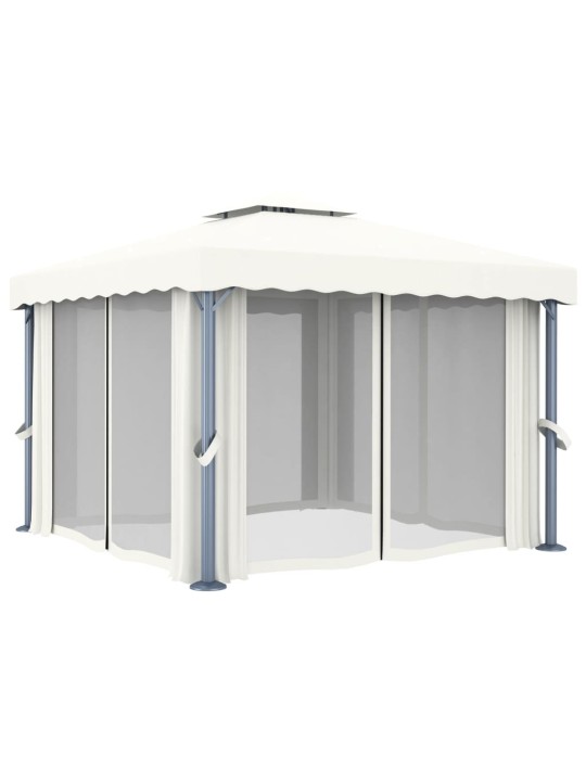 Pavėsinė su užuolaidomis, kreminė balta, 3x3m