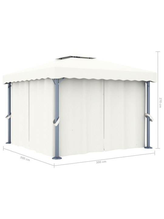 Pavėsinė su užuolaidomis, kreminė balta, 3x3m