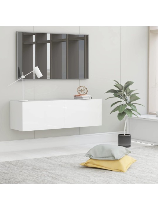 Televizoriaus spintelė, balta, 100x30x30cm, MDP, ypač blizgi