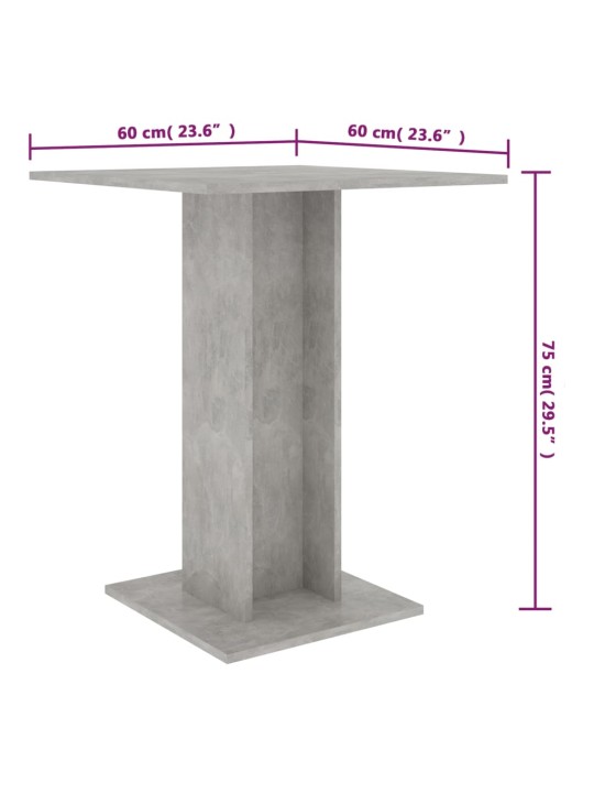 Bistro staliukas, betono pilkos spalvos, 60x60x75cm, MDP