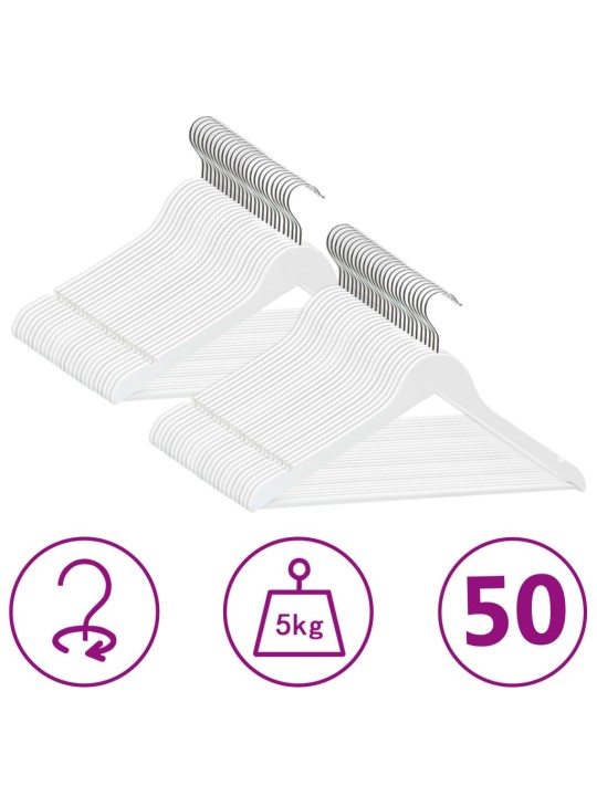 Pakabų rinkinys, 50vnt., baltas, kietmedis, neslystančios