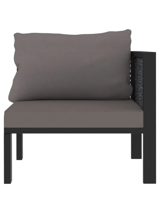 Modulinė kampinė sofa su porankiu kairėje, pilka, poliratanas