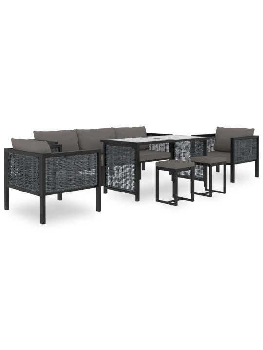 Modulinė kampinė sofa su porankiu kairėje, pilka, poliratanas