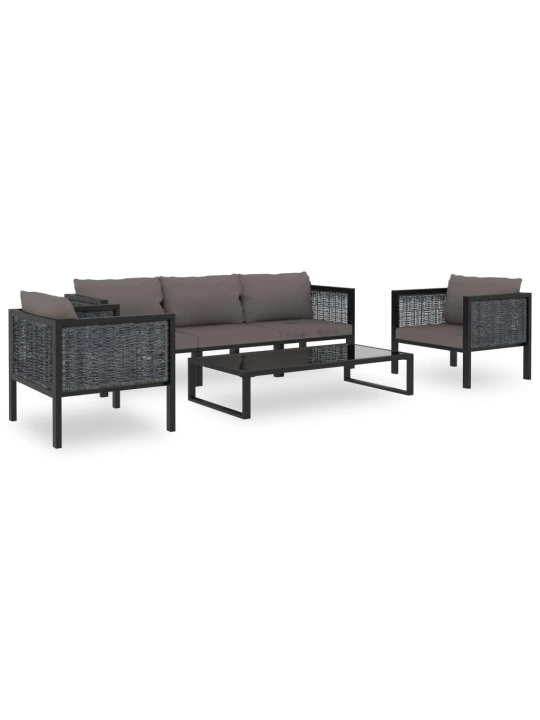 Modulinė kampinė sofa su porankiu kairėje, pilka, poliratanas