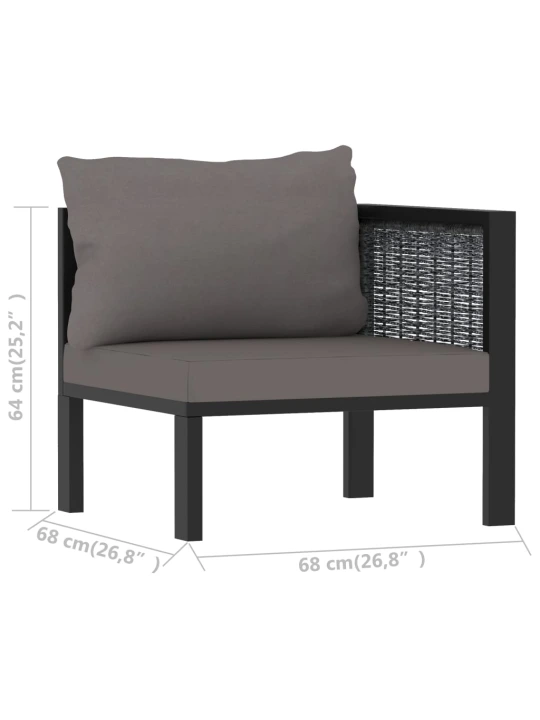 Modulinė kampinė sofa su porankiu kairėje, pilka, poliratanas