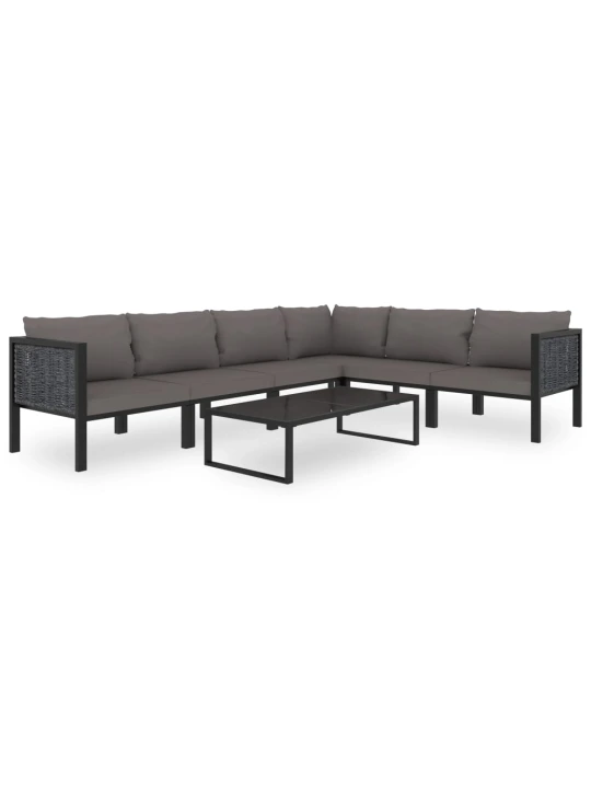 Modulinė kampinė sofa su porankiu kairėje, pilka, poliratanas