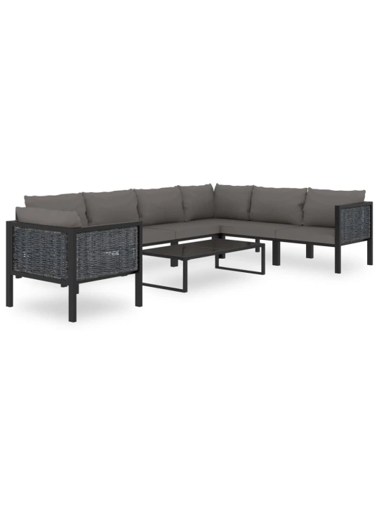 Modulinė kampinė sofa su porankiu kairėje, pilka, poliratanas