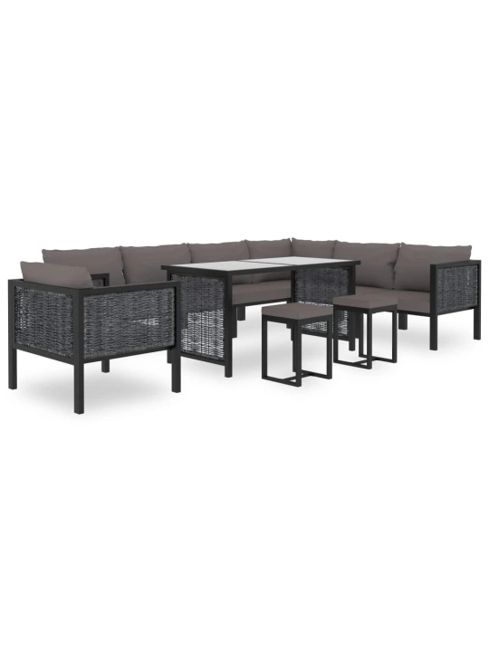 Modulinė kampinė sofa su porankiu kairėje, pilka, poliratanas