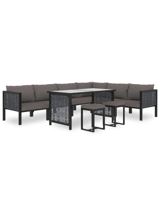 Modulinė kampinė sofa su porankiu kairėje, pilka, poliratanas