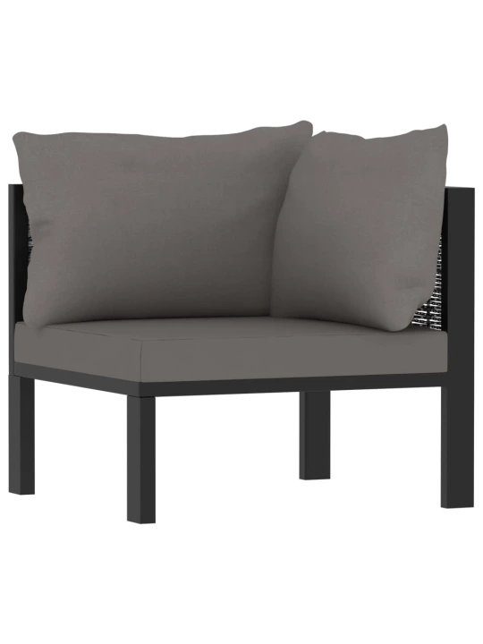 Modulinė kampinė sofa su porankiu kairėje, pilka, poliratanas