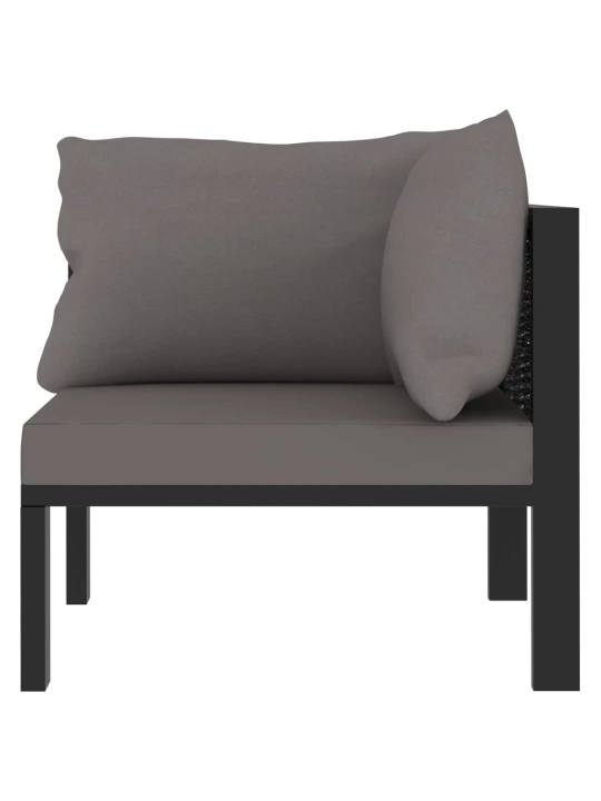 Modulinė kampinė sofa su porankiu kairėje, pilka, poliratanas