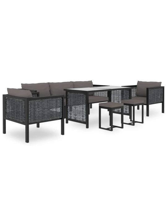 Modulinė kampinė sofa su porankiu kairėje, pilka, poliratanas