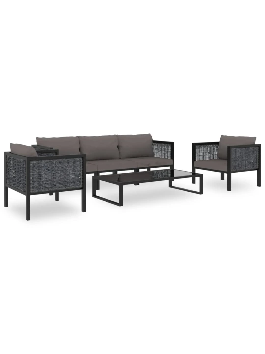 Modulinė kampinė sofa su porankiu kairėje, pilka, poliratanas