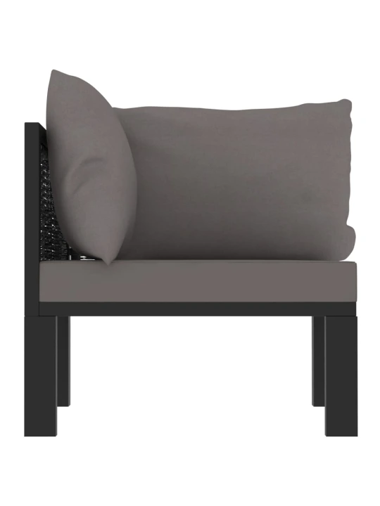 Modulinė kampinė sofa su porankiu kairėje, pilka, poliratanas