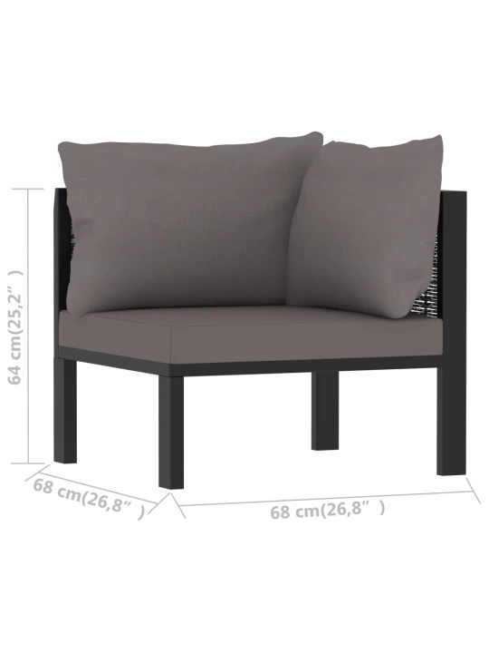 Modulinė kampinė sofa su porankiu kairėje, pilka, poliratanas